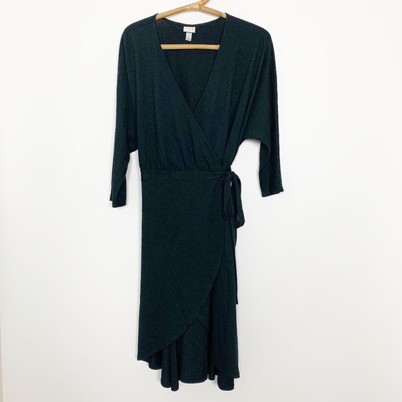 a new day Dresses & Skirts - A New Day Belted Wrap Dress 3/4 Sleeve Black #2738